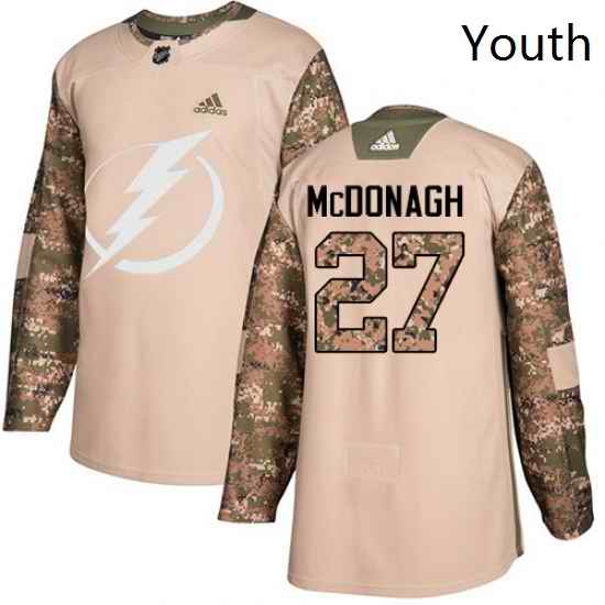 Youth Adidas Tampa Bay Lightning 27 Ryan McDonagh Authentic Camo Veterans Day Practice NHL Jerse
